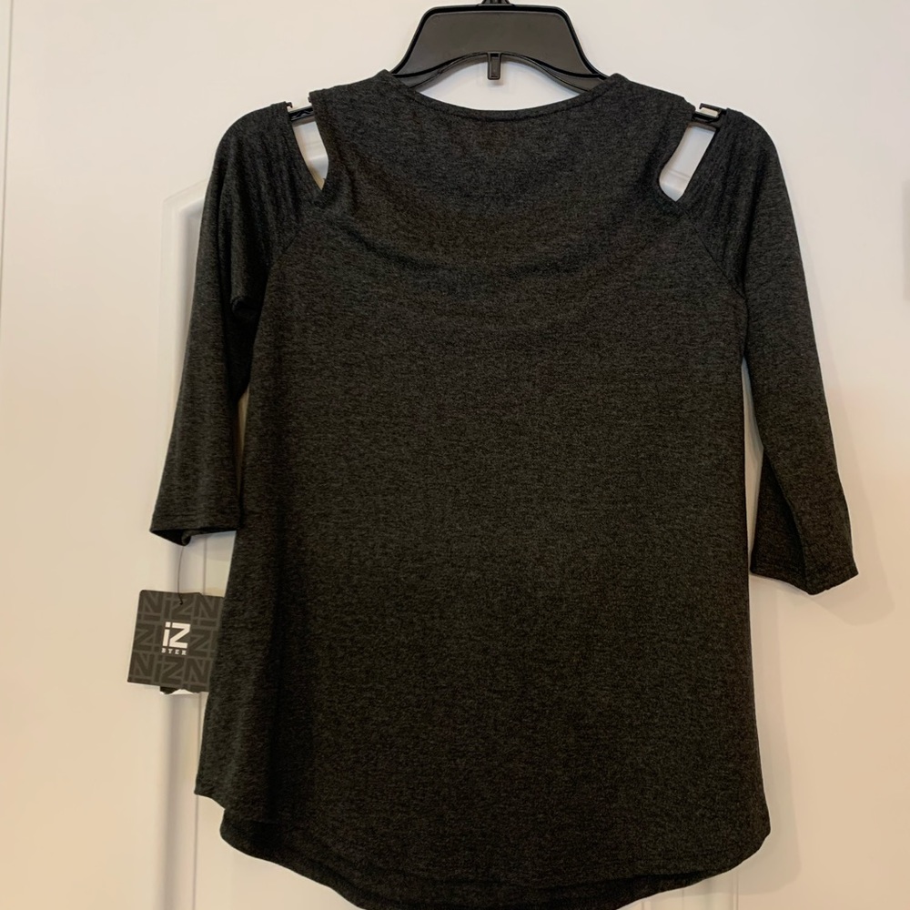 IZ Byer cold shoulder top. Gray and black. Sz S. Brand new with tags - Picture 6 of 6